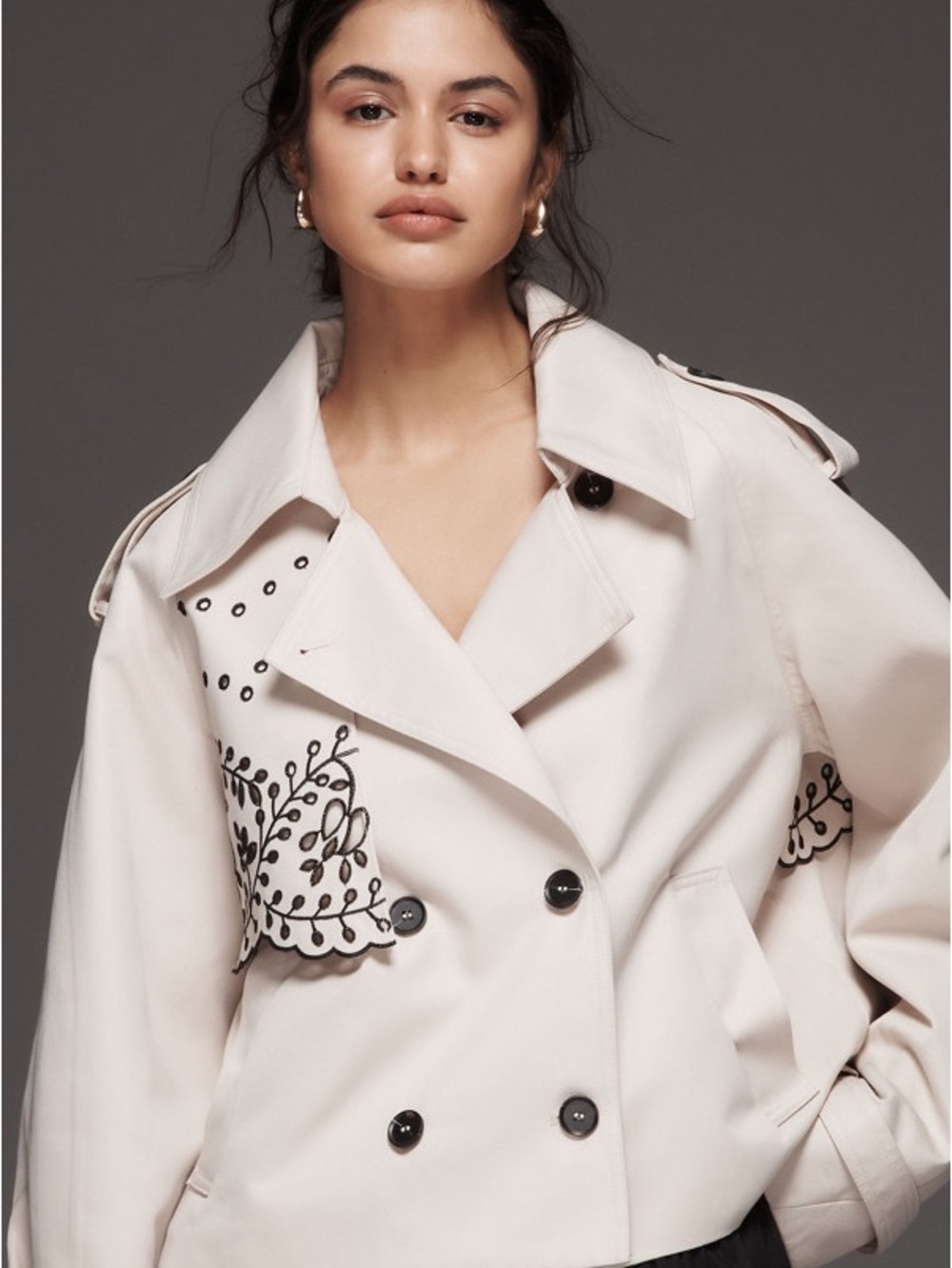 By Anthropologie Crop Trench Coat